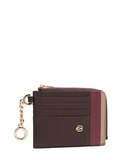 PIQUADRO CIRCLE Tarjetero/llavero de piel burdeos/rosa - Carteras Hombre - 3