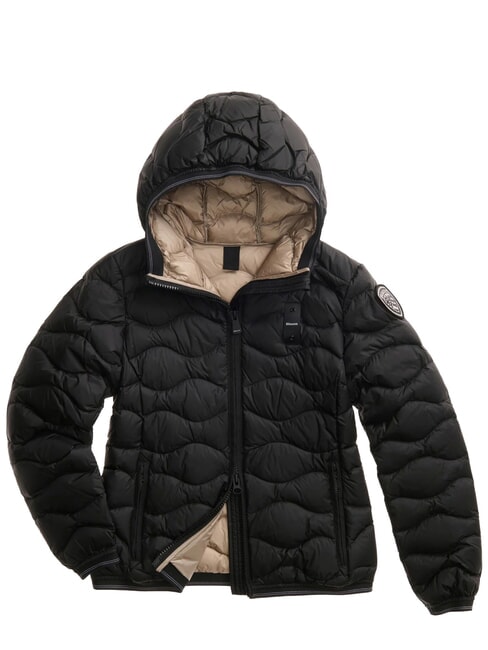 CAMELIA Chaqueta corta acolchada con plumas Interior negro y beige 301 - Chaquetas de plumas de mujer