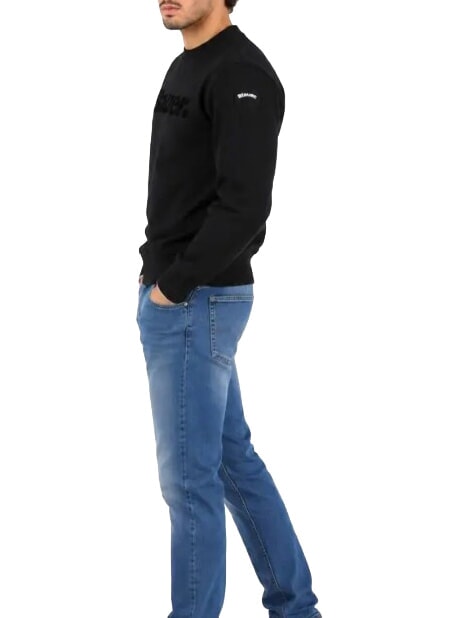 CROSBY Sudadera de cuello redondo con logo negro - Su&eacute;teres de los hombres