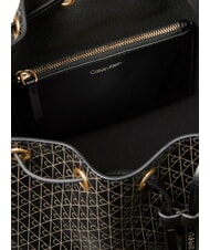 CALVIN KLEIN EMBLEM AOP Bolso de hombro tipo cubo aop negro - Bolsos Mujer - 4