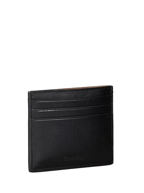 BOLD CK SUEDE Tarjetero plano de cuero En negro - Carteras Hombre
