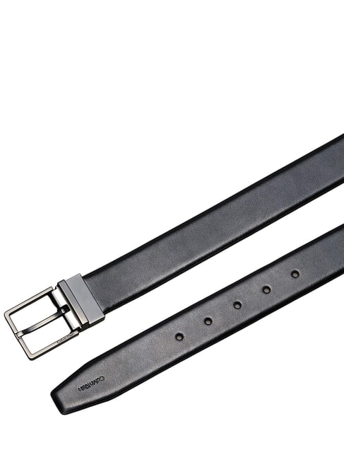SQUARE BUCKLE CK Cintur&oacute;n de cuero de doble cara negro / gris plomo mate - Cinturones