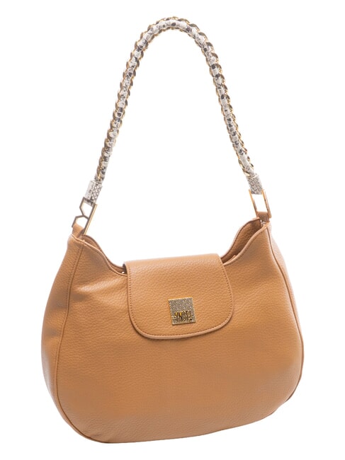 RACHEL Bolso de hombro tipo hobo con solapa. almendra - Bolsos Mujer