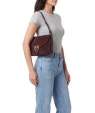 PINKO LOVE SATCHEL Bolso de hombro de piel de ante. Borgo&ntilde;a-oro antiguo - Bolsos Mujer - 2