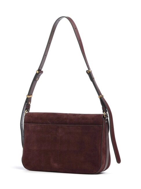 LOVE SATCHEL Bolso de hombro de piel de ante. Borgo&ntilde;a-oro antiguo - Bolsos Mujer