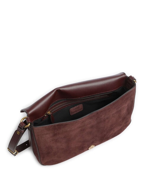LOVE SATCHEL Bolso de hombro de piel de ante. Borgo&ntilde;a-oro antiguo - Bolsos Mujer