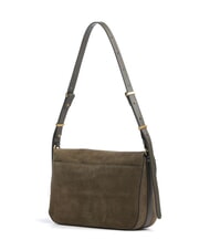 PINKO LOVE SATCHEL Bolso de hombro de piel de ante. verde oliva oscuro-oro antiguo - Bolsos Mujer - 3