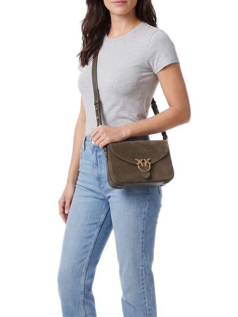 LOVE SATCHEL Minibolso de hombro, de piel. verde oliva oscuro-oro antiguo - Bolsos Mujer