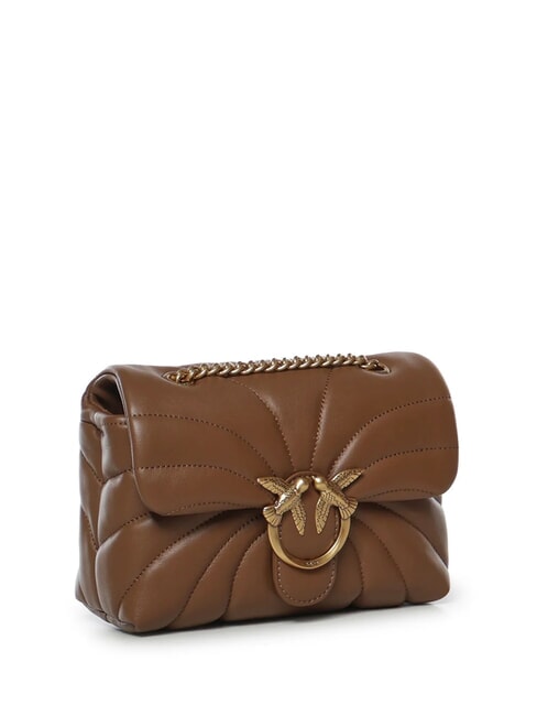 LOVE PUFF MINI Mini bolso bandolera en napa co&ntilde;ac marr&oacute;n-oro antiguo - Bolsos Mujer