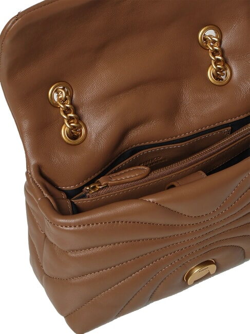 LOVE PUFF MINI Mini bolso bandolera en napa co&ntilde;ac marr&oacute;n-oro antiguo - Bolsos Mujer
