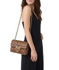 PINKO LOVE PUFF MINI Mini bolso bandolera en napa co&ntilde;ac marr&oacute;n-oro antiguo - Bolsos Mujer - 5