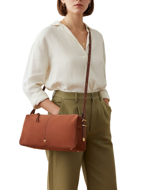 24 CLASSIC Bolso de hombro dorado mate marr&oacute;n intenso - Bolsos Mujer
