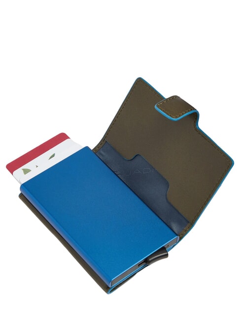 BLUE SQUARE Tarjetero de piel y metal VERDE - Carteras Hombre
