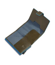 PIQUADRO BLUE SQUARE Tarjetero de piel y metal VERDE - Carteras Hombre - 3