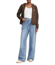 GUESS JEANS REGULAR MINI Sudadera con cremallera caf&eacute; oscuro - Sudaderas de mujer - 3