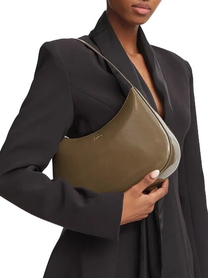 MARGOT Bolso de hombro de piel charol. gris lodoso - Bolsos Mujer