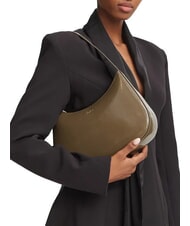 FURLA MARGOT Bolso de hombro de piel charol. gris lodoso - Bolsos Mujer - 2