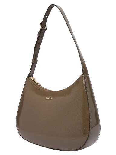 MARGOT Bolso de hombro de piel charol. gris lodoso - Bolsos Mujer