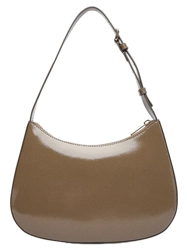 MARGOT Bolso de hombro de piel charol. gris lodoso - Bolsos Mujer
