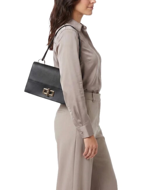AMELIA Bolso de hombro de piel con correa para el hombro. negro - Bolsos Mujer