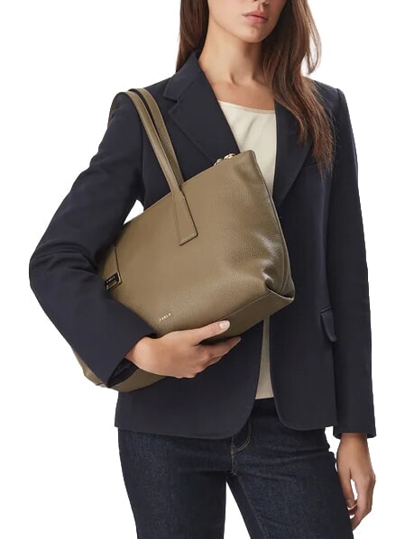 OLIVIA Comprador de cuero gris lodoso - Bolsos Mujer