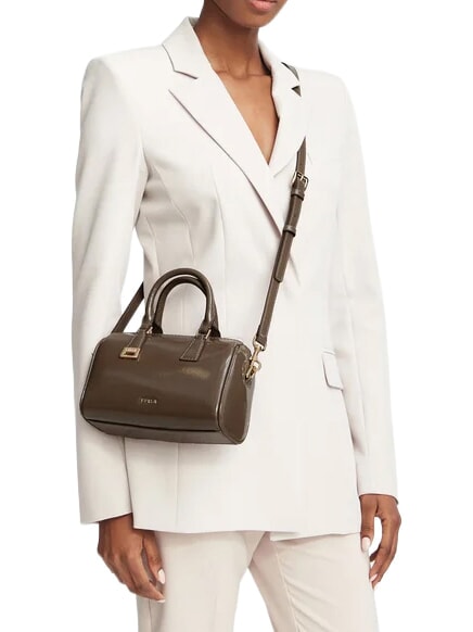 OLIVIA Bolso de piel con correa para el hombro gris lodoso - Bolsos Mujer