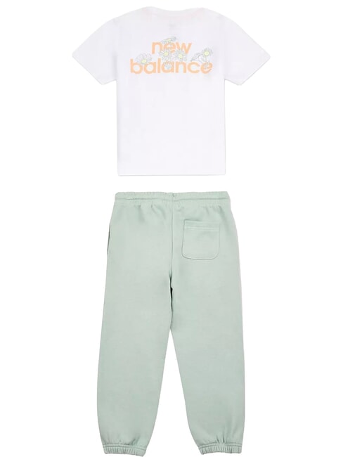 FLORAL LOGO Conjunto de camiseta y pantal&oacute;n de ch&aacute;ndal blanco brillante - Ch&aacute;ndales para ni&ntilde;os
