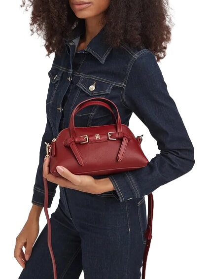 TH BUCKLE Bolso de mano con correa para el hombro. rojo oto&ntilde;al - Bolsos Mujer