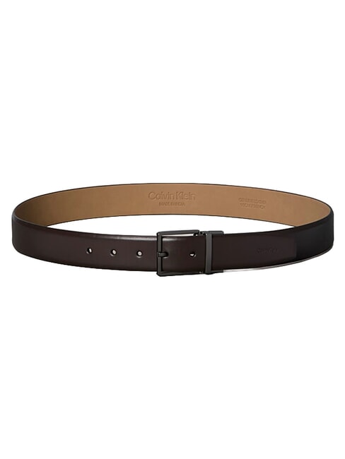 SQUARE BUCKLE CK Cintur&oacute;n de cuero de doble cara ck marr&oacute;n oscuro / gris plomo mate - Cinturones