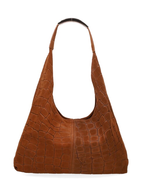 ELLISSE CROCO SUEDE Bolso de hombro de piel cognac - Bolsos Mujer