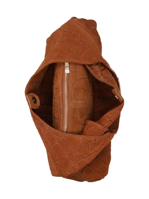 ELLISSE CROCO SUEDE Bolso de hombro de piel cognac - Bolsos Mujer