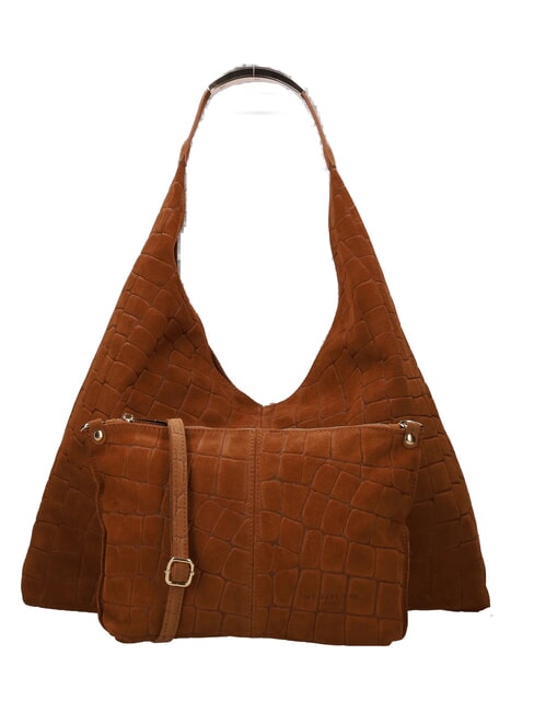 ELLISSE CROCO SUEDE Bolso de hombro maxi cognac - Bolsos Mujer
