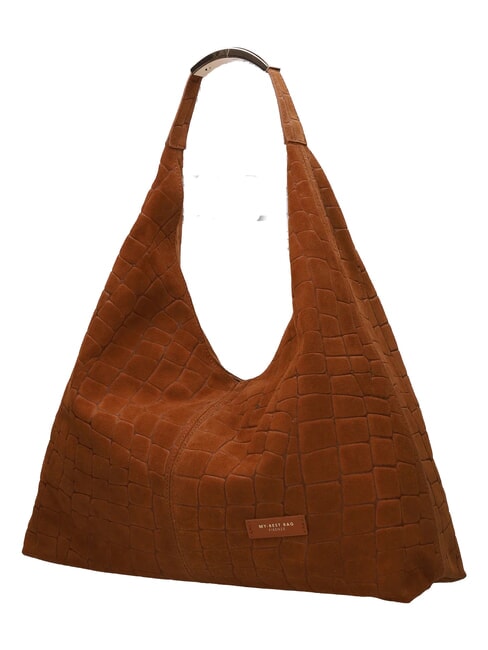 ELLISSE CROCO SUEDE Bolso de hombro maxi cognac - Bolsos Mujer