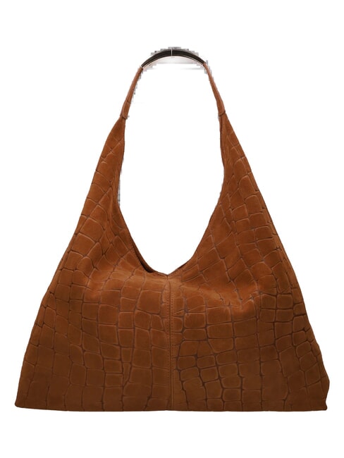 ELLISSE CROCO SUEDE Bolso de hombro maxi cognac - Bolsos Mujer
