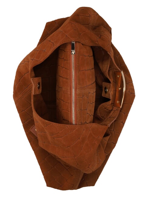 ELLISSE CROCO SUEDE Bolso de hombro maxi cognac - Bolsos Mujer
