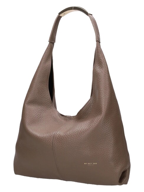 ELLISSE MACRO DOLLARO Bolso de hombro de piel taupe - Bolsos Mujer
