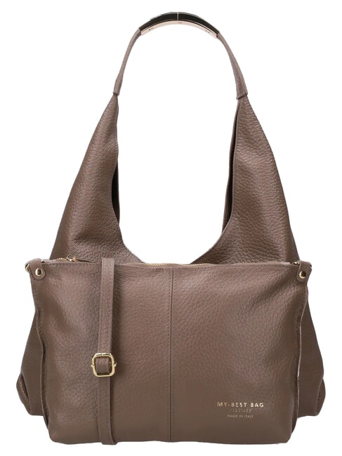 ELLISSE MACRO DOLLARO Bolso de hombro de piel taupe - Bolsos Mujer