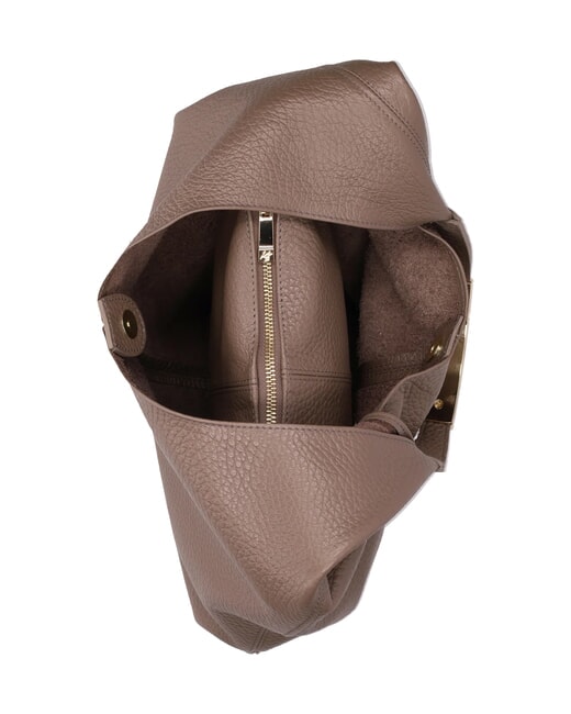 ELLISSE MACRO DOLLARO Bolso de hombro de piel taupe - Bolsos Mujer