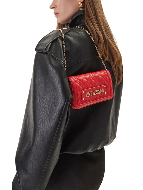 QUILTED Cartera de mano/bolso con correa para el hombro ROJO - Carteras Mujer