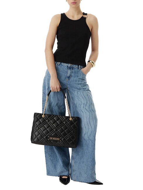 QUILTED Bolso de hombro negro - Bolsos Mujer