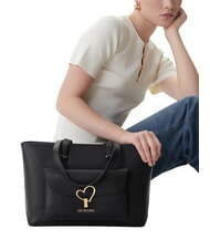 LOVE MOSCHINO HEART TURNLOCK Bolsa de la compra negro - Bolsos Mujer - 2