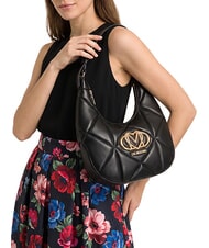 LOVE MOSCHINO EMBOSSED Q Bolso de hombro negro - Bolsos Mujer - 2