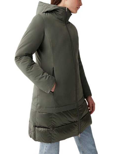 PURENESS Chaqueta de plum&oacute;n bimaterial con capucha sotobosque - Chaquetas de plumas de mujer