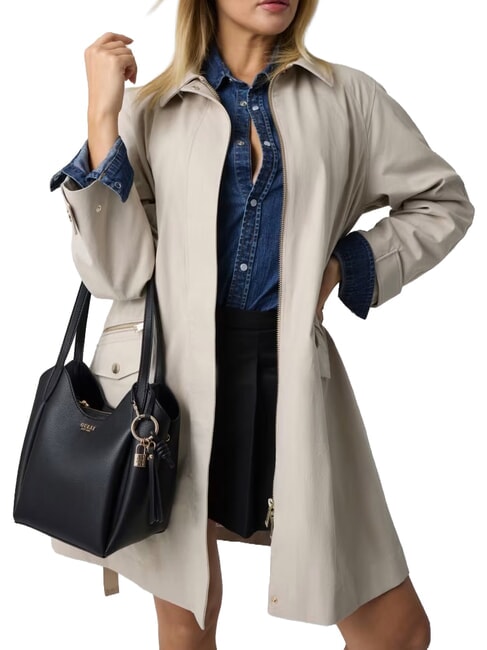 MELODY Bolso de hombro con doble asa. NEGRO - Bolsos Mujer
