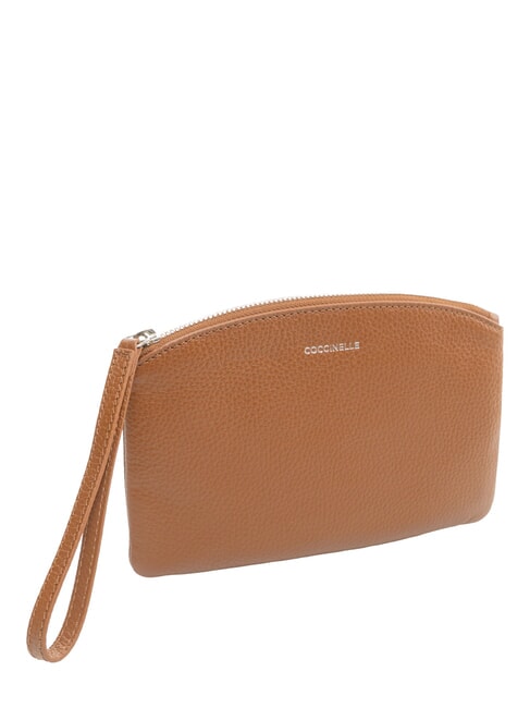 ROUNDED ENVELOPE Bolso de mano de cuero co&ntilde;ac - Bolsos Mujer