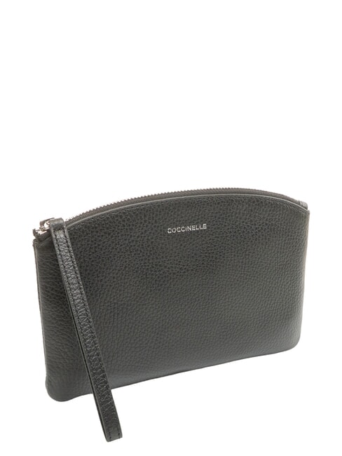 ROUNDED ENVELOPE Bolso de mano de cuero negro - Bolsos Mujer