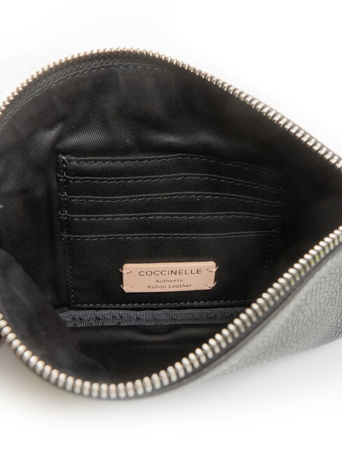 ROUNDED ENVELOPE Bolso de mano de cuero negro - Bolsos Mujer