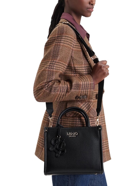 RIDHI Bolso de mano con correa de hombro extra&iacute;ble. NEGRO - Bolsos Mujer