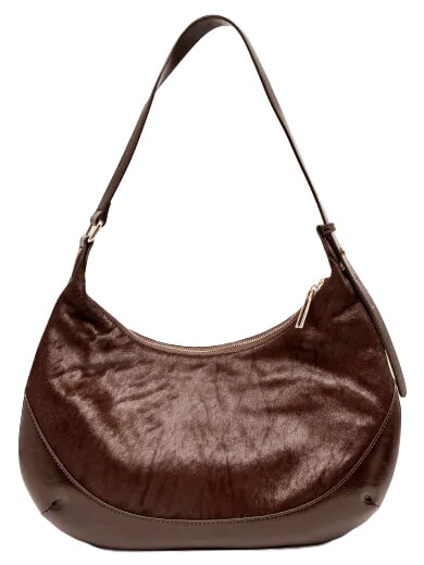 APOLLINE Bolso de hombro de piel caf&eacute;" - Bolsos Mujer