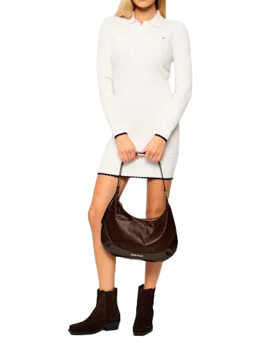 APOLLINE Bolso de hombro de piel caf&eacute;" - Bolsos Mujer